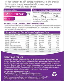 Active Iron for Women, Non-Constipating, 30 Active Iron High Potency Capsules C3